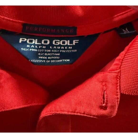 Polo Ralph Lauren Polo Shirt Mens M Red Golf Performance High Low Slit Pony Logo - Picture 3 of 7